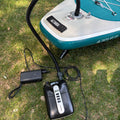 Portable Battery iSUP plugged with the Electric Pump