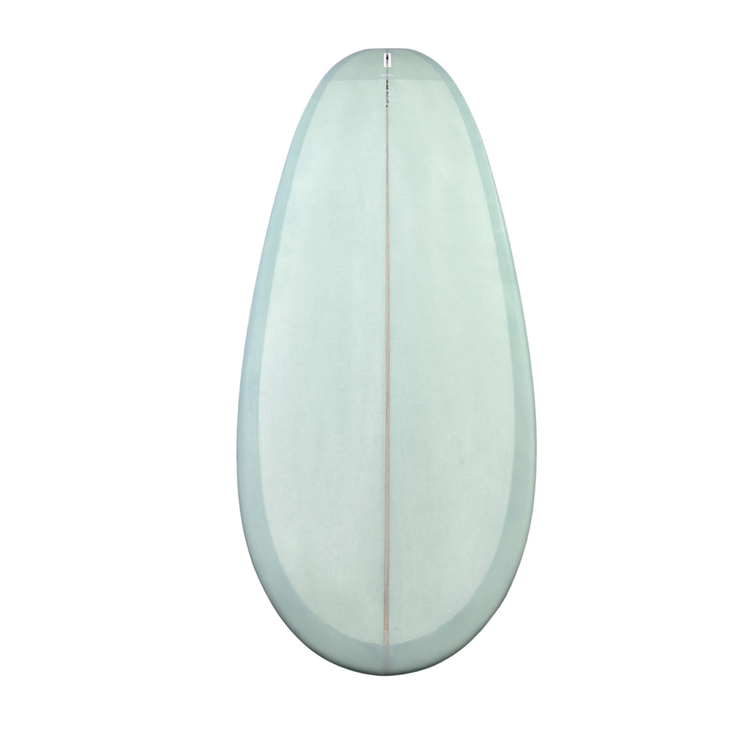 Nose View of The Longboard Surf Board in The Dusty Sage Color