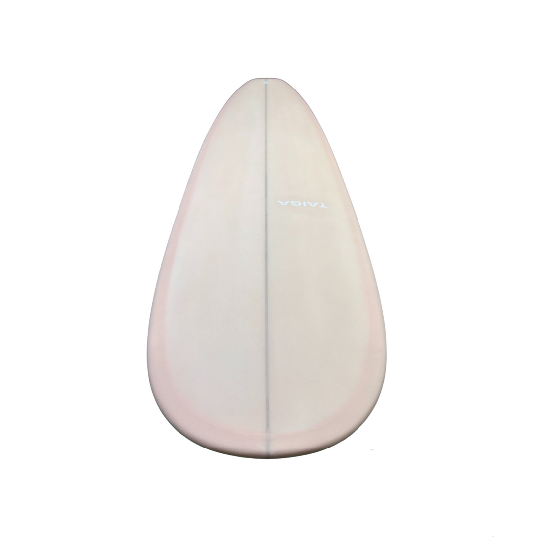 Nose View of The Longboard Surf Board in The Rosé Color