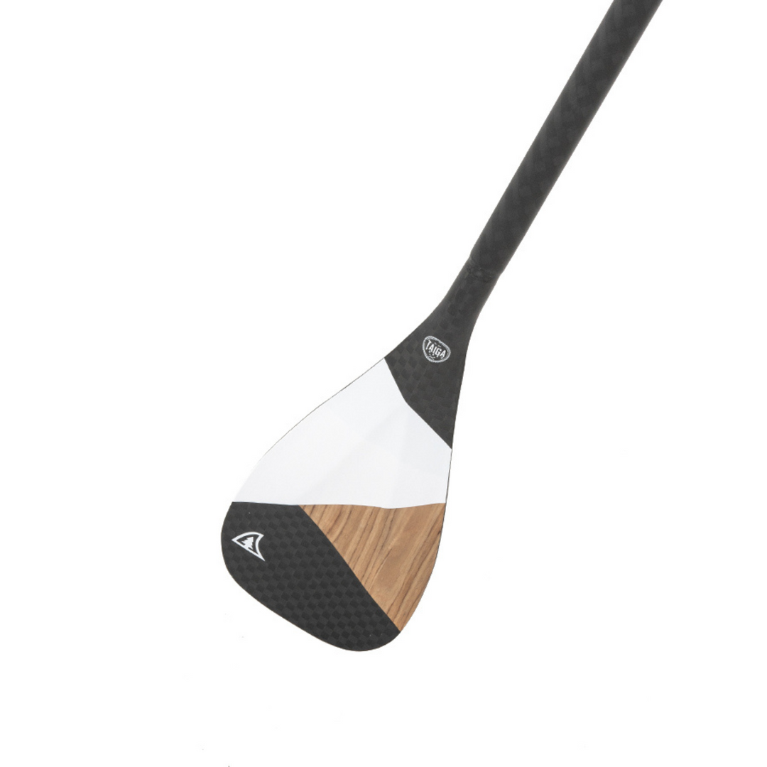 Back angle of the Diamond Asymetric Carbon Wood Paddle from TAIGA