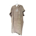 Brown hooded towel with 'Taiga Board' logo on a white background