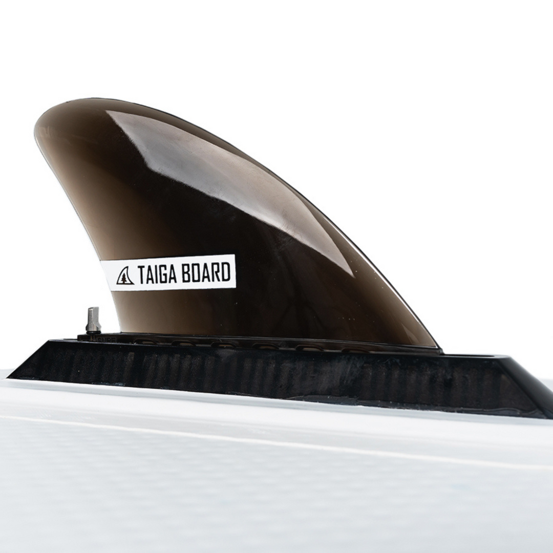 Front view of the Flexible Central Fin WRS 4.6 on inflatable SUP